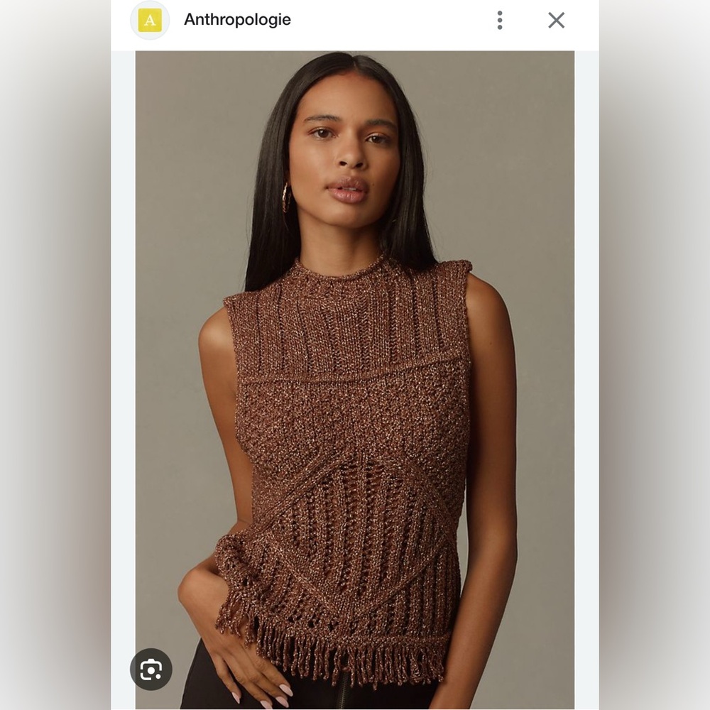 Pilcro Brown Fringe Sweater Tank